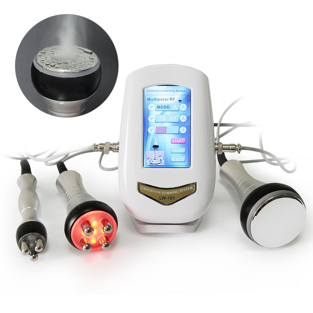 Máquina de cavitación ultrasónica para adelgazamiento corporal, dispositivo de belleza RF, masajeador facial, estiramiento de la piel, 40KHZ