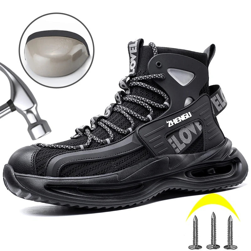 Zapatos de protección de caña alta de verano para hombre, botas de trabajo con punta de acero, zapatos de seguridad ligeros antigolpes y antipinchazos