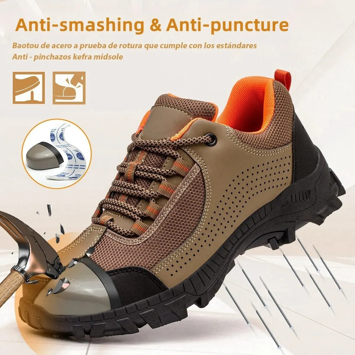 Zapatos de seguridad para trabajo, zapatos industriales, antipinchazos con punta de acero, zapatos de trabajo con protección