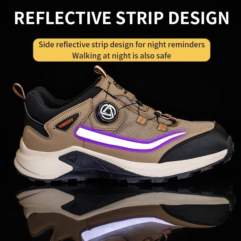 S1 Zapatos de trabajo con tiras reflectantes de alta calidad, zapatillas de seguridad para el trabajo con punta de acero, antipinchazos