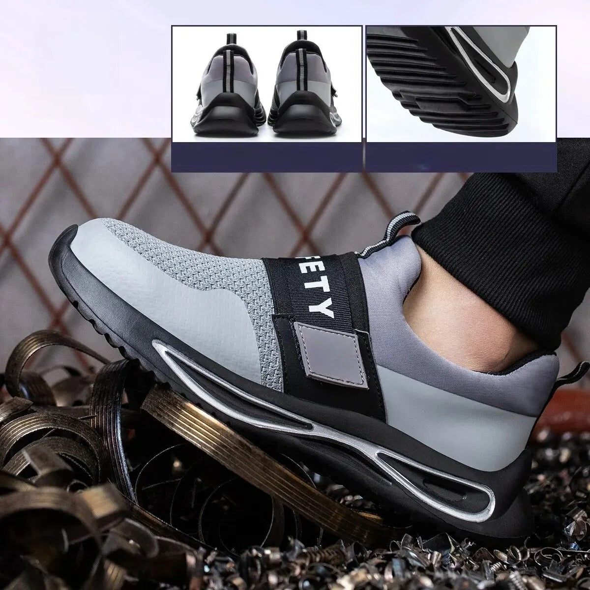 Zapatos de seguridad, informales ligeras y transpirables, zapatos protectores con velcro, puntera de acero, entresuela Kevlar