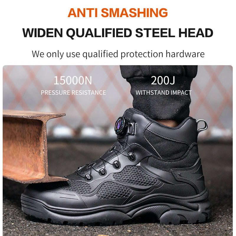 Nuevas botas de seguridad, botas protectoras con punta de acero, con botón giratorio