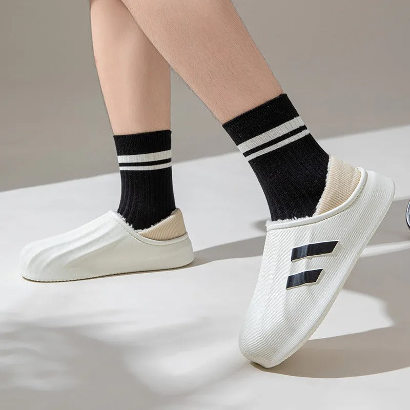 Zapatillas de felpa para hombre y mujer, pantuflas cálidas de felpa impermeables que combinan con todo, para interior y exterior, zapatos de fondo grueso