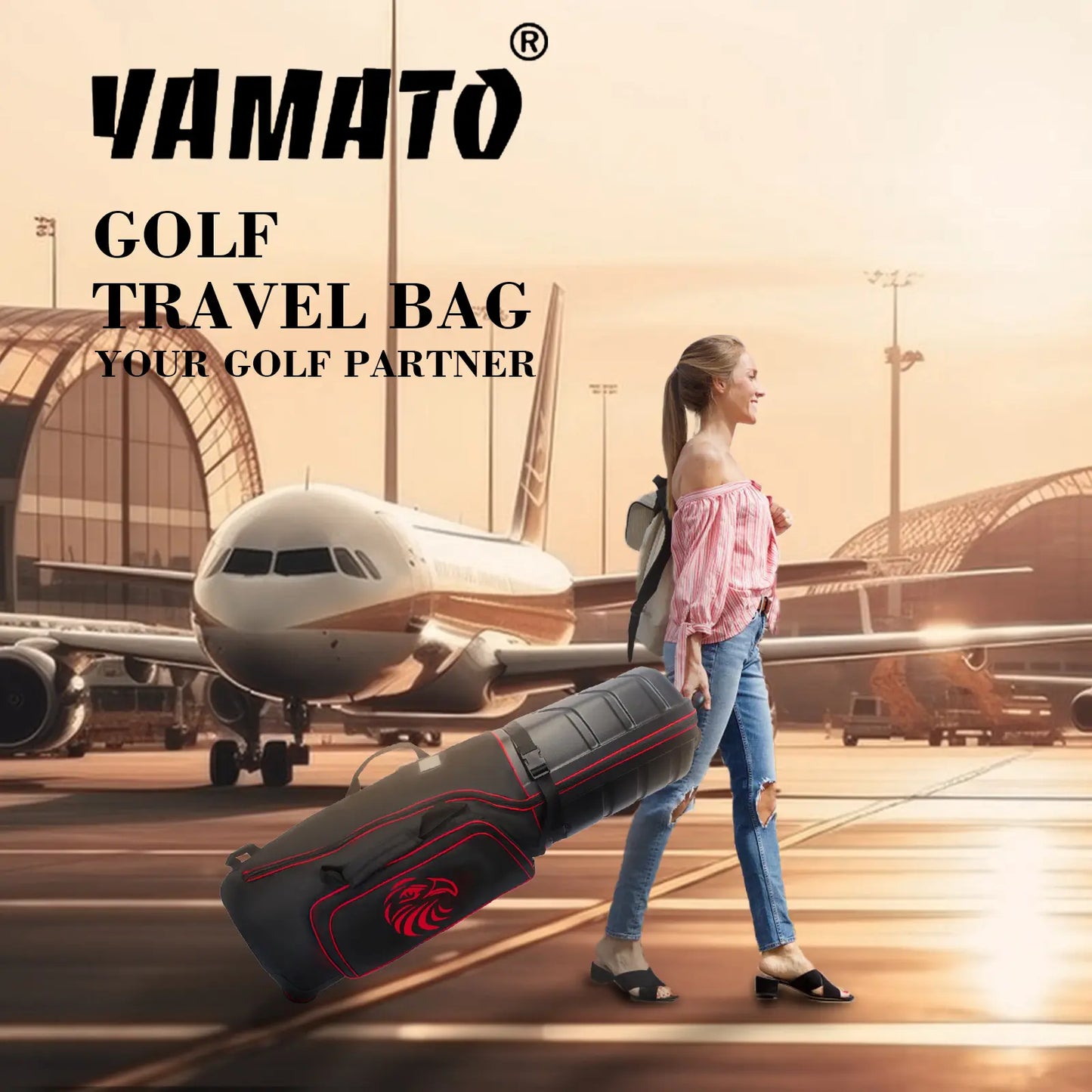 Yamato Golf Travel Bag – ABS Hard Shell, Wheels, Foldable Design