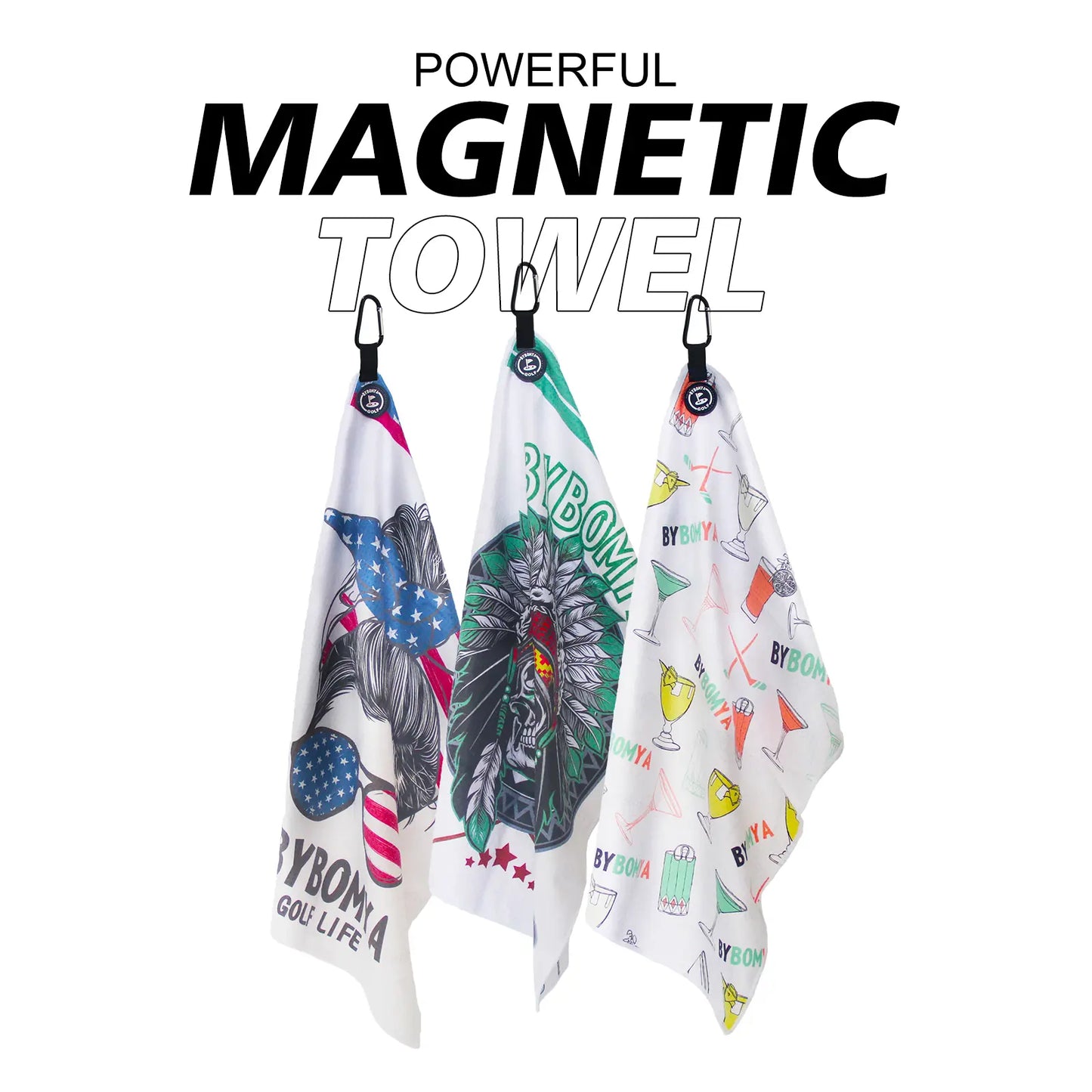Yamato Magnetic Golf Towel – Skull Pattern, Quick-Dry, Strong Magnet
