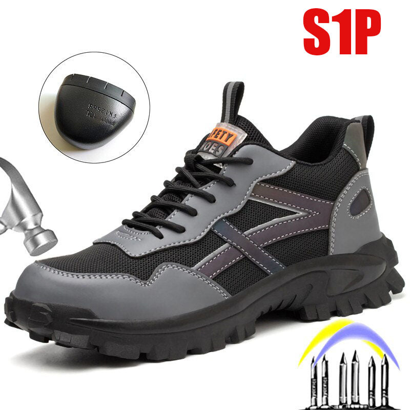 Zapatos de seguridad S1P de alta calidad,zapatillas de trabajo anti golpes, zapatos industriales anti perforaciones
