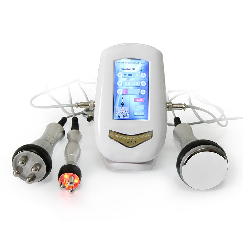 Máquina de cavitación ultrasónica para adelgazamiento corporal, dispositivo de belleza RF, masajeador facial, estiramiento de la piel, 40KHZ