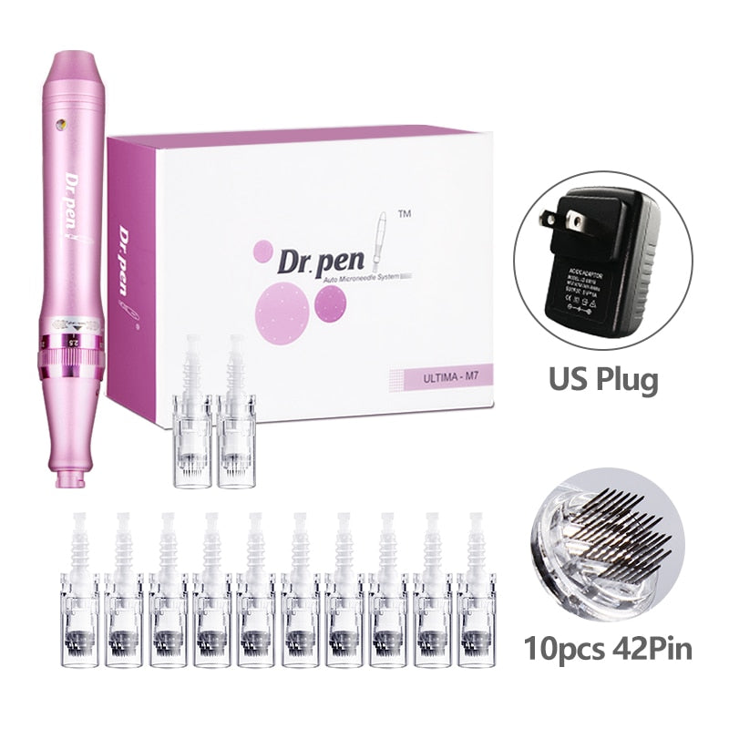 Dr. Pen-máquina eléctrica Ultima M7 para el cuidado de la piel, 12 agujas de piezas, Derma Pen, nanoagujas, máquina de tatuajes, mesoterapia, herramienta de cuidado de la piel, SPA