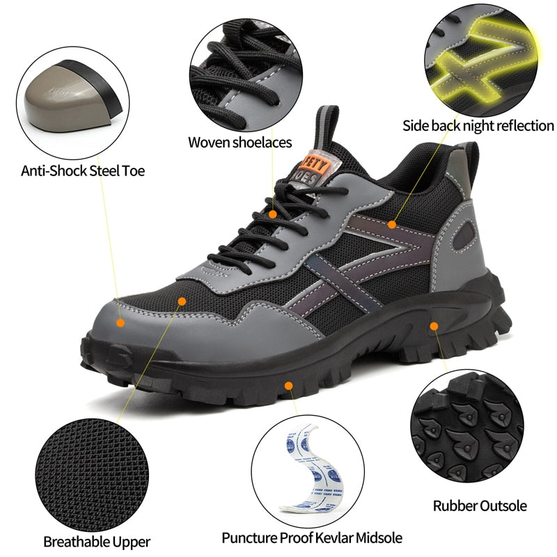 Zapatos de seguridad S1P de alta calidad,zapatillas de trabajo anti golpes, zapatos industriales anti perforaciones