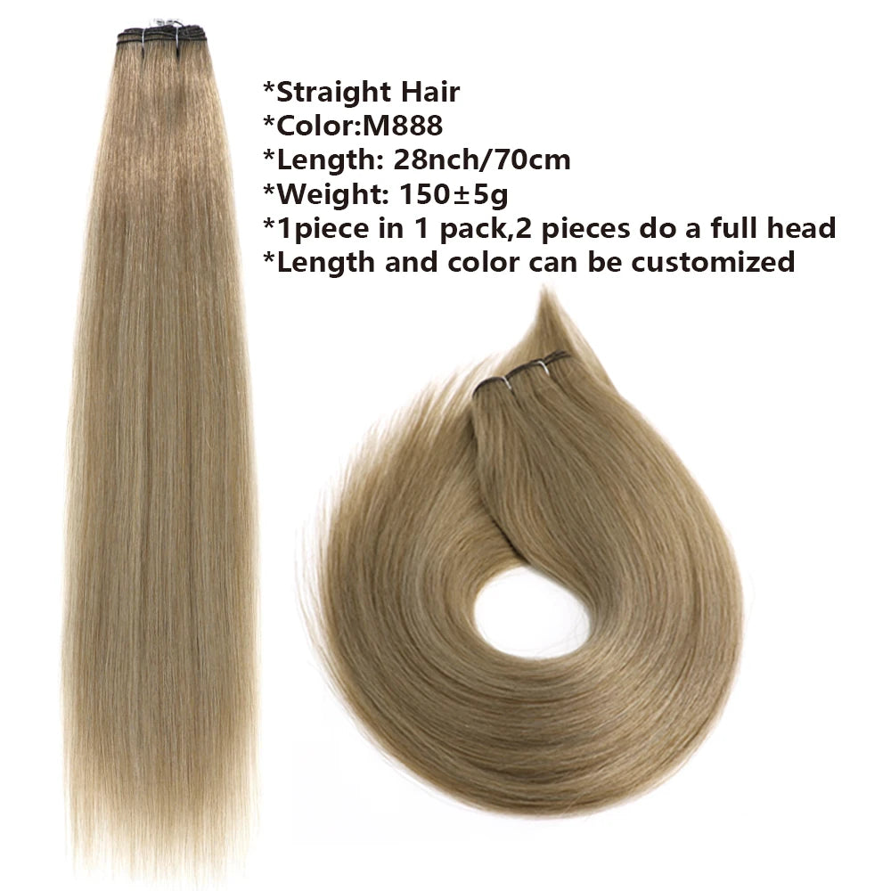 Mechones de pelo liso de hueso, extensiones de cabello natural de salón, fibras falsas, pelo liso Yaki sintético súper largo, tejido completo