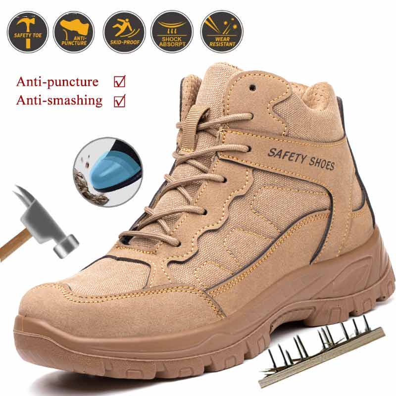 Zapatos de seguridad para hombre, botas de trabajo anti golpes, botas de invierno