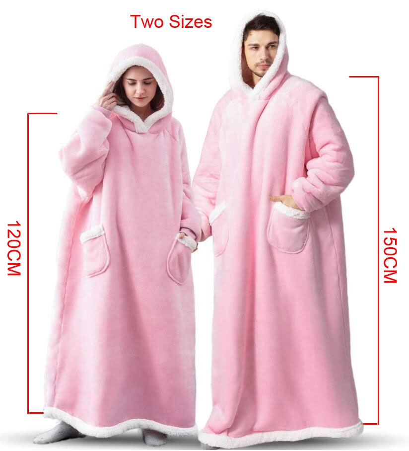 Manta de franela  con mangas de lana para hombre y mujer