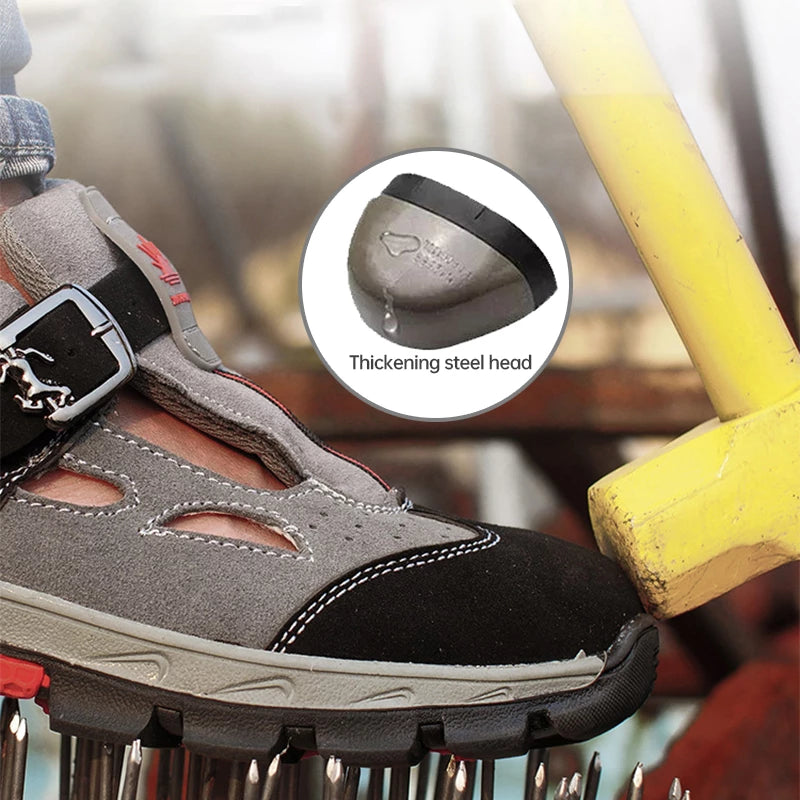Sandalias de seguridad con punta de acero, sandalias de trabajo transpirable