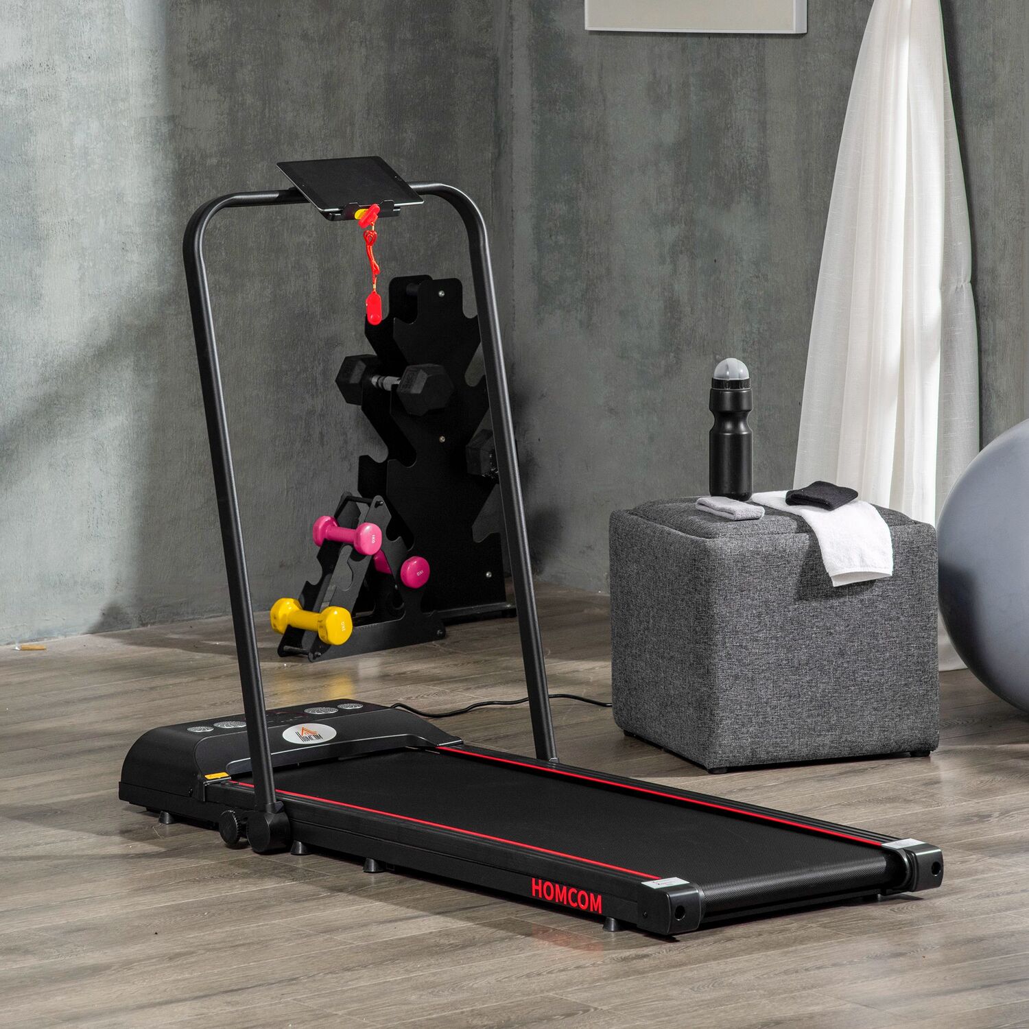 HOMCOM Folding Walking Treadmill Aerobic Walking Exercise Machine LED