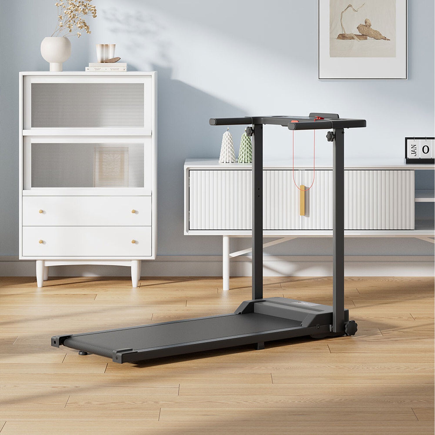 Foldable Protective Home Treadmill with Shelf