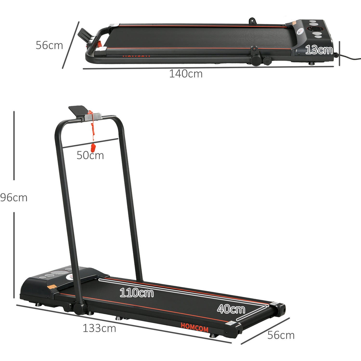 HOMCOM Folding Walking Treadmill Aerobic Walking Exercise Machine LED
