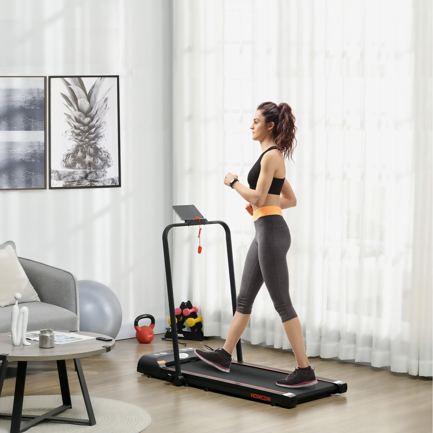 HOMCOM Folding Walking Treadmill Aerobic Walking Exercise Machine LED