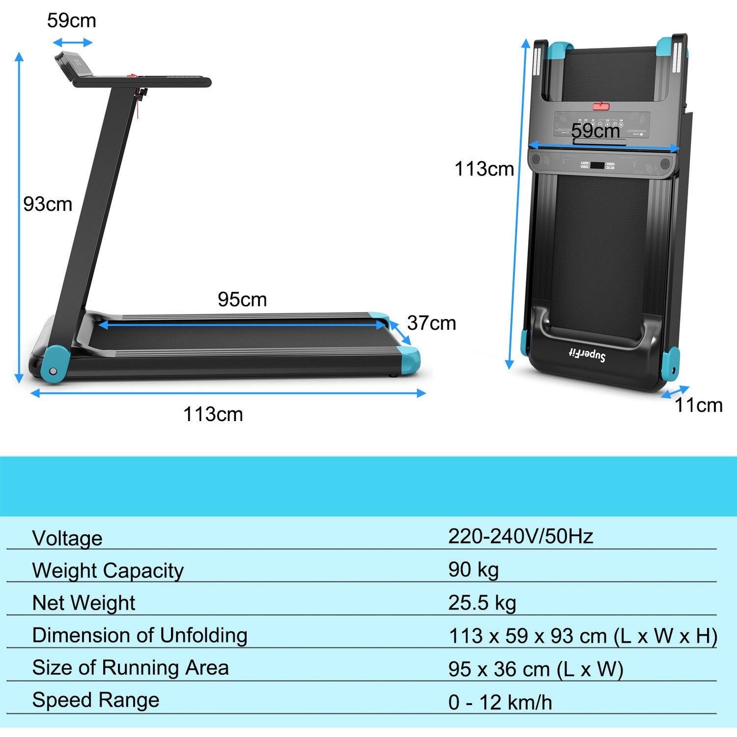 Foldable Treadmill Walking Running Machine