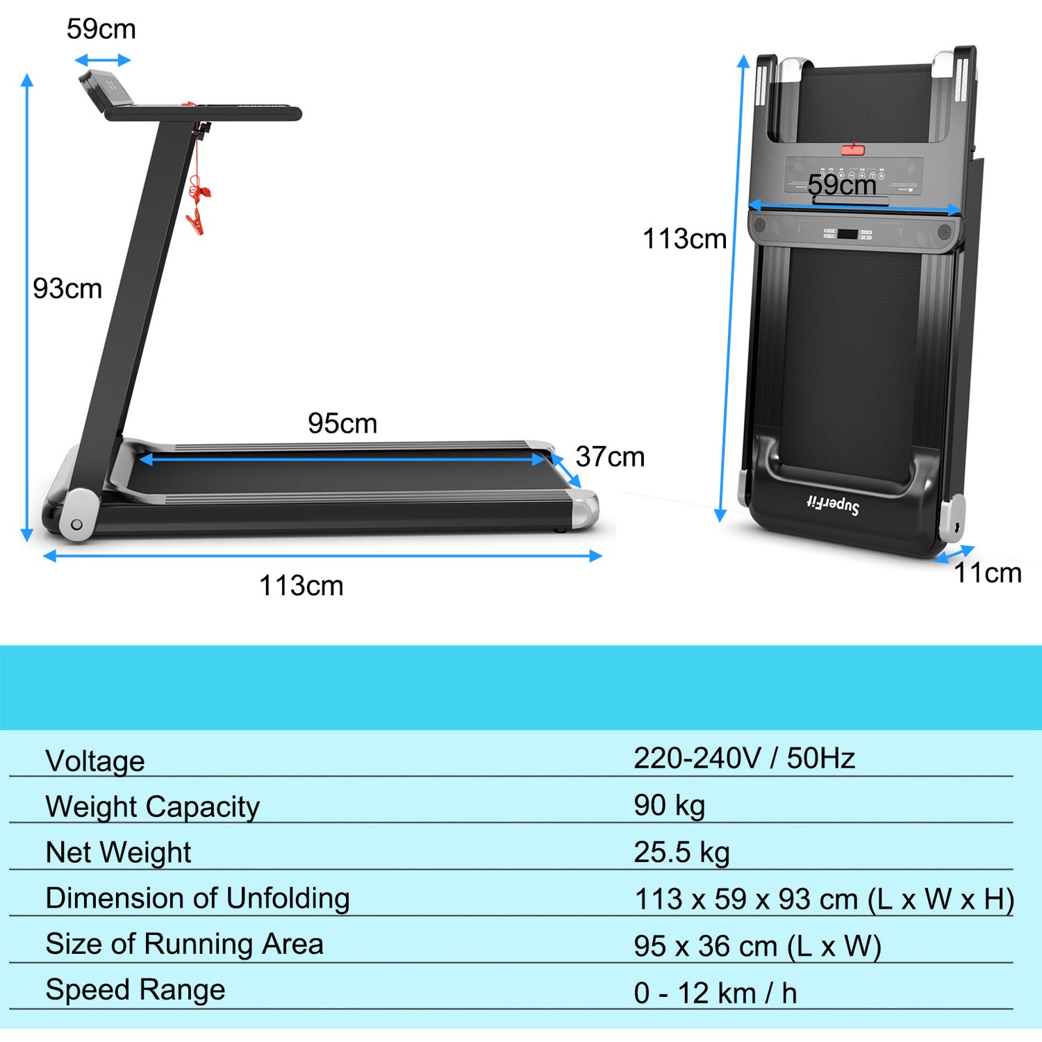 Foldable Treadmill Walking Running Machine