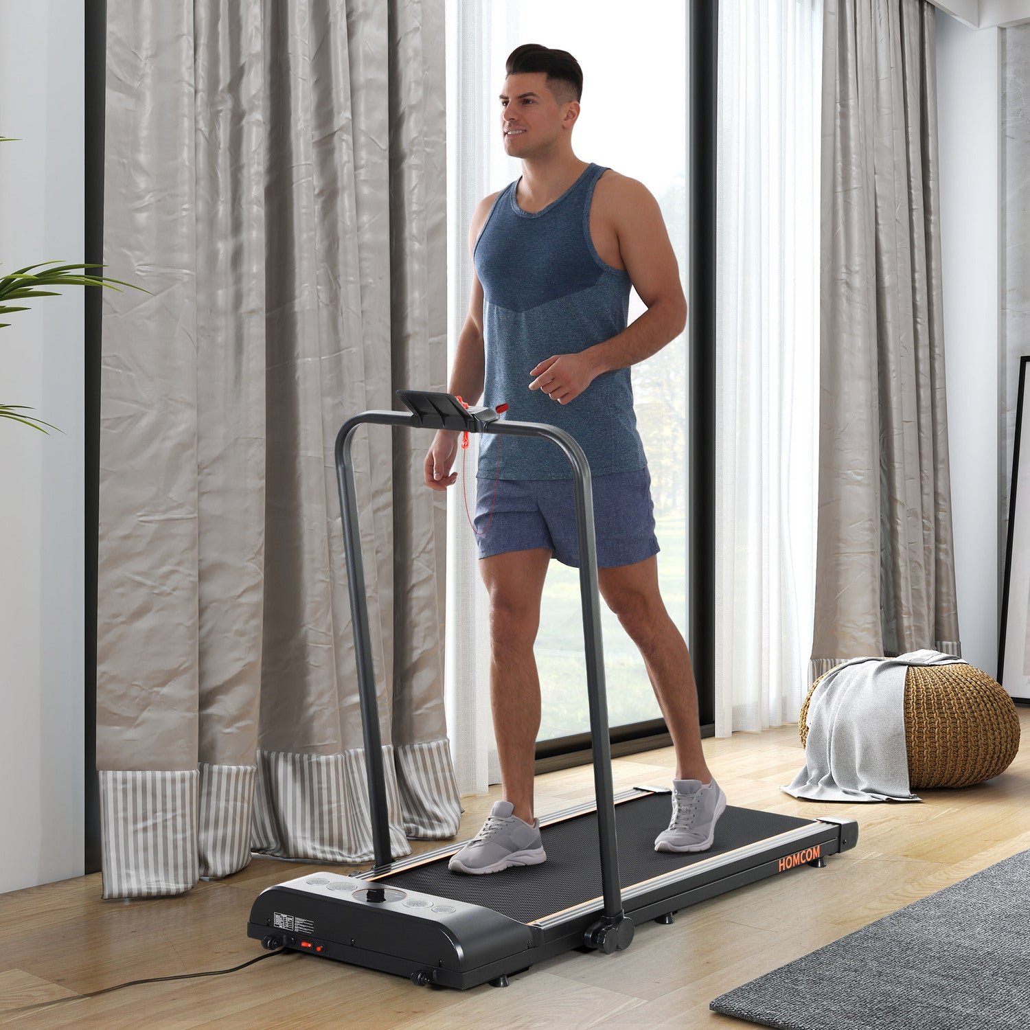 HOMCOM Folding Walking Treadmill Aerobic Walking Exercise Machine LED