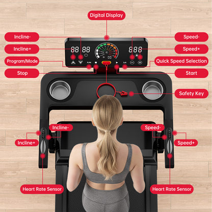 Folding Treadmill ,Auto Incline, Touch Control with LED Display