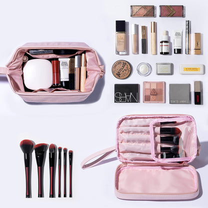 2-in-1 Cosmetic Case with Makeup Brush Compartment