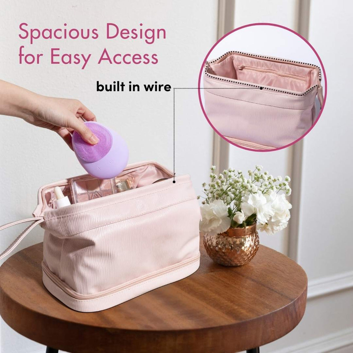 2-in-1 Cosmetic Case with Makeup Brush Compartment