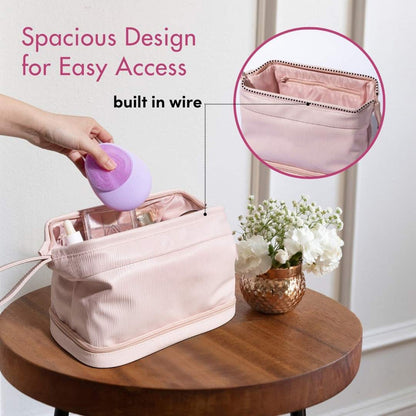 2-in-1 Cosmetic Case with Makeup Brush Compartment