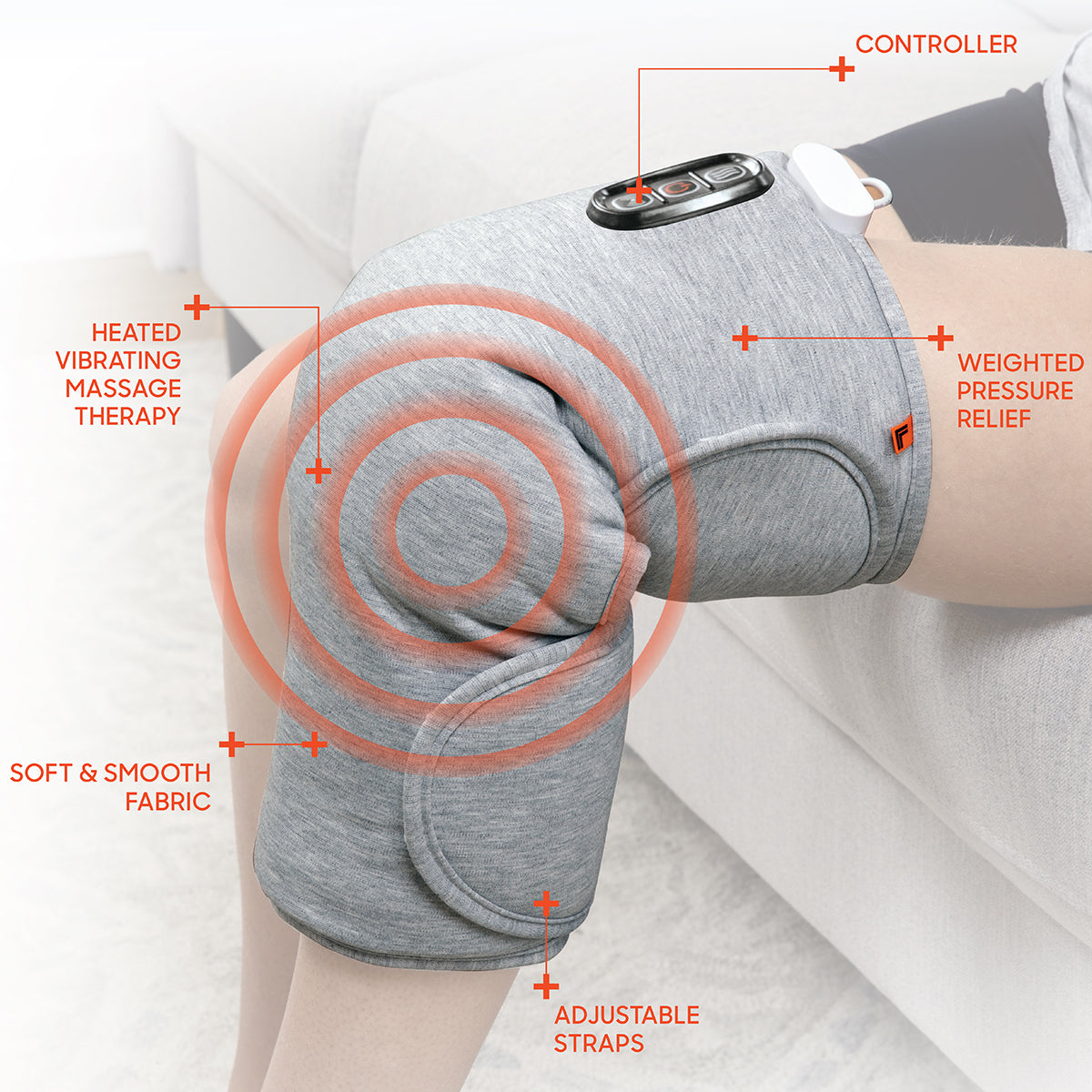 Calming Heat™ Charcoal + Copper Infused Massaging Knee Wrap by Sharper Image