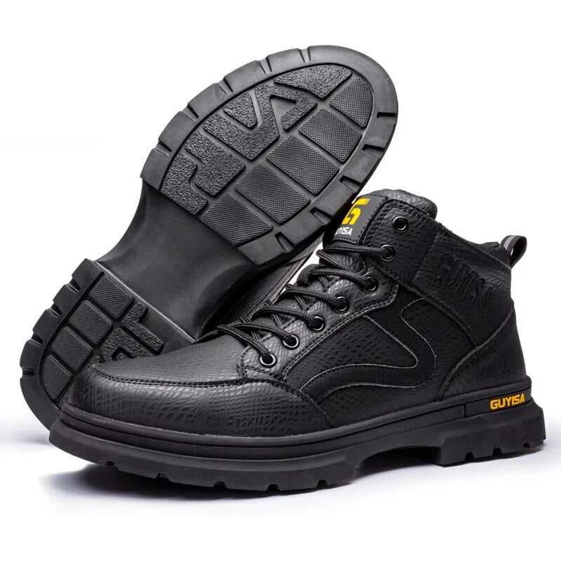 S1 Botas de trabajo con punta de acero para hombre, zapatos de seguridad impermeables