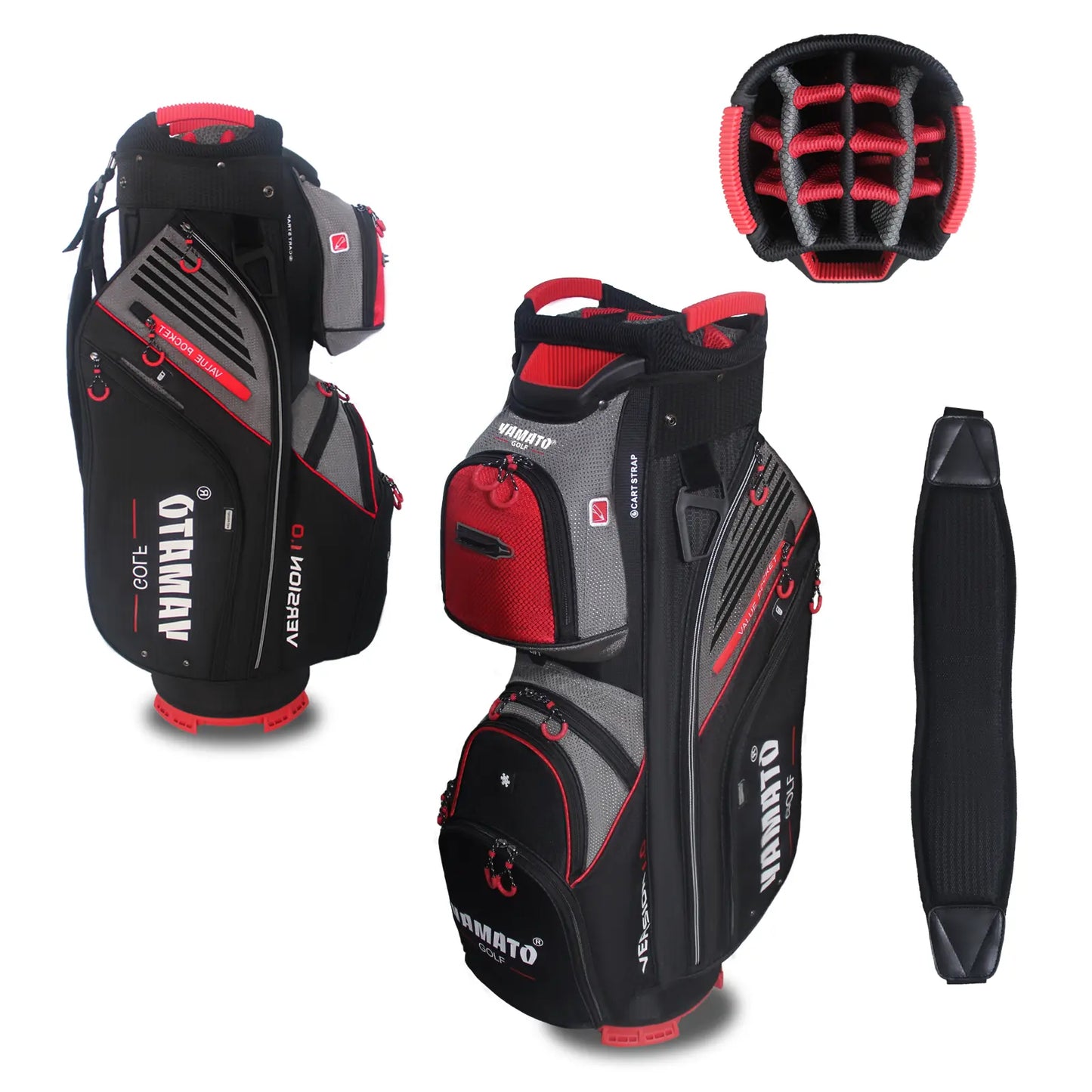 Yamato Golf Cart Bag – 14 Way Lightweight Organizer with Rain Cover