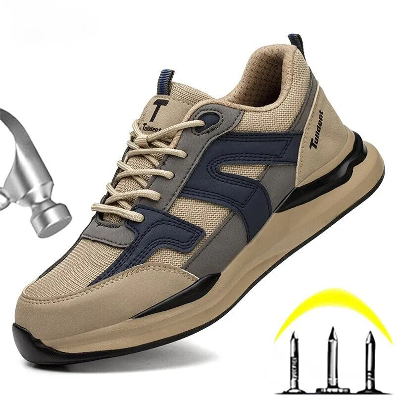 Zapatos de seguridad con puntera de acero para hombre, antigolpes, ligeras, prueba de pinchazos