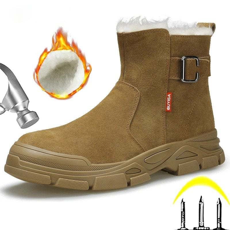 S3 Botas de seguridad de ante de vaca con forro polar,