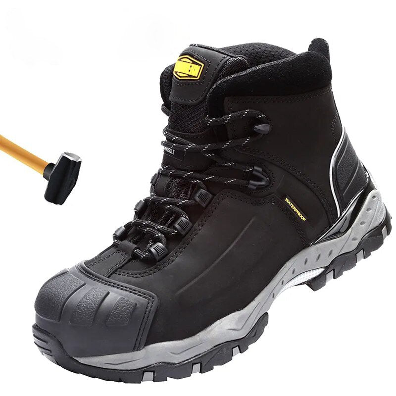 S3 Zapatos de seguridad con punta de acero para trabajo, calzado cómodo de cuero genuino, impermeable, para construcción, S3