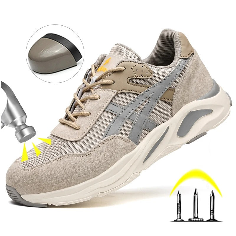 S1 Zapatos de seguridad con punta de acero para hombre y mujer, malla transpirable,