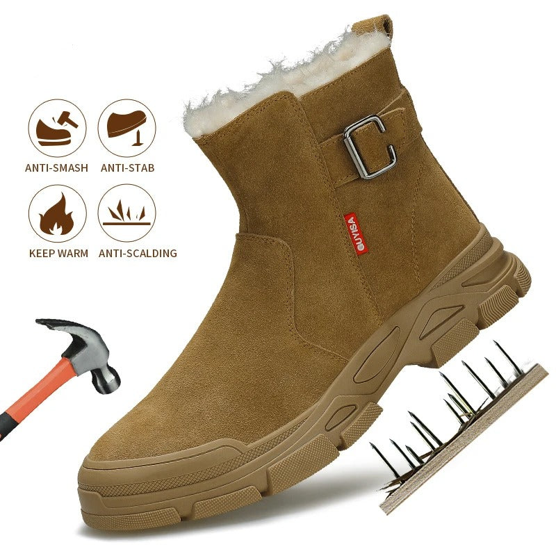 S3 Botas de seguridad de ante de vaca con forro polar,