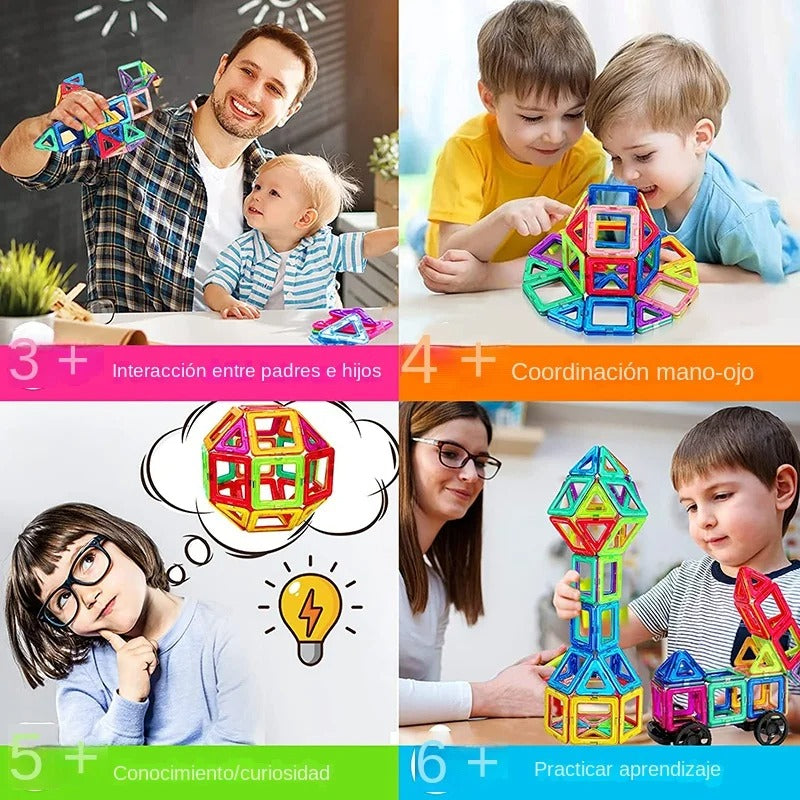 Bloques de construcción magnéticos de tamaño grande y mini para niños, juguetes magnéticos DIY, regalos para niños