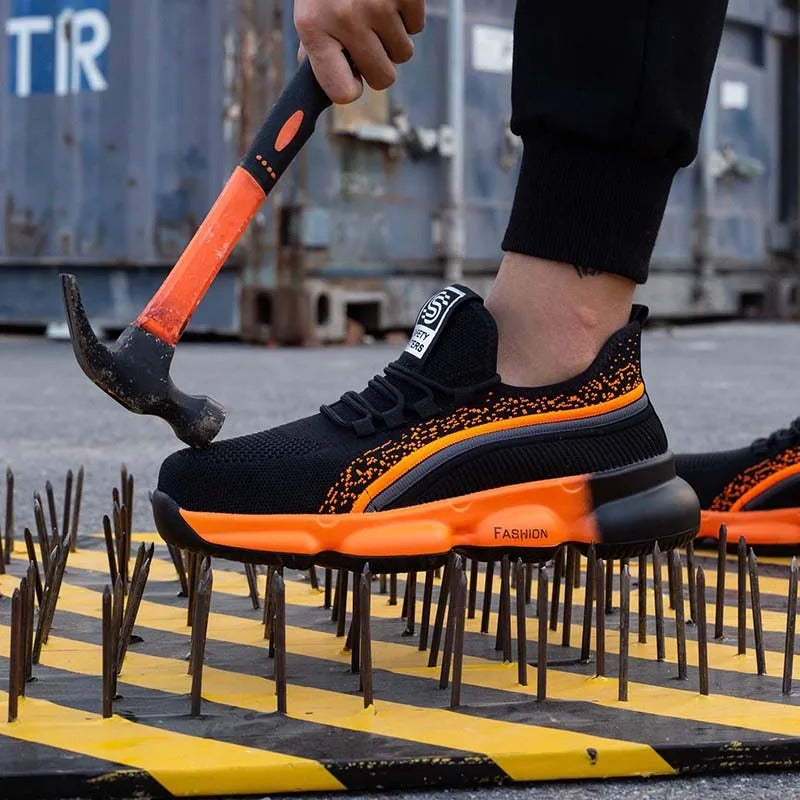 Zapatos de trabajo de seguridad para hombre, con puntera de acero a la moda