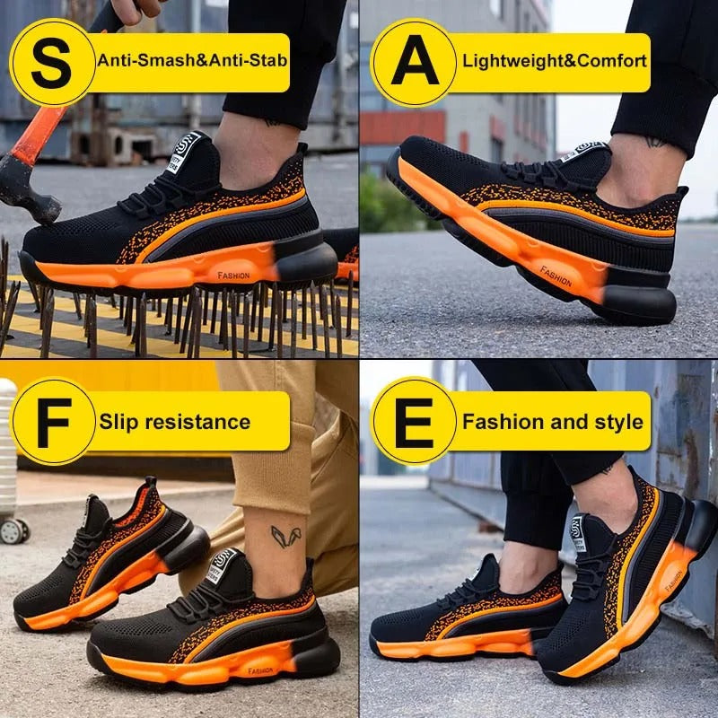 Zapatos de trabajo de seguridad para hombre, con puntera de acero a la moda