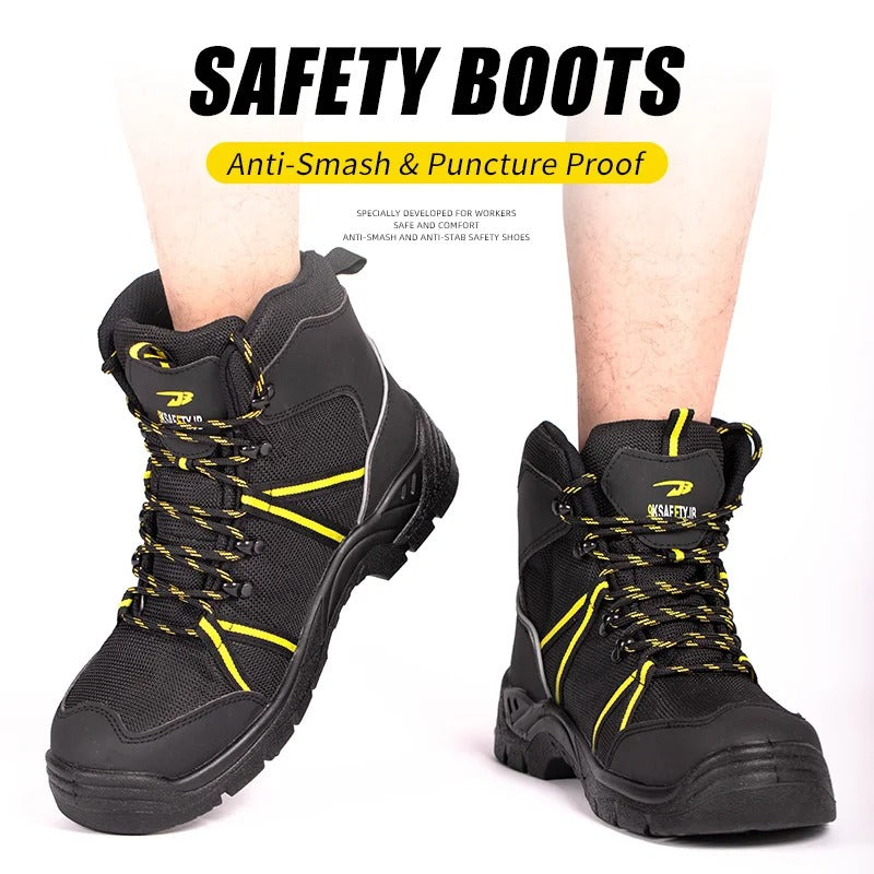 Botas antideslizantes para trabajo de construcción, zapatos de seguridad antideslizantes con punta de acero