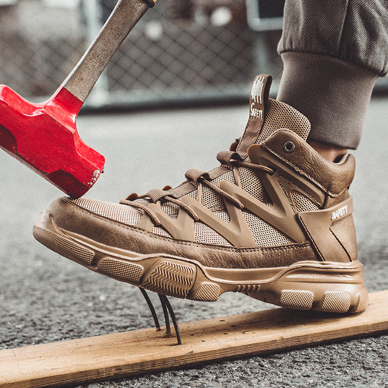 Zapatos de seguridad de trabajo para hombre, calzado transpirable y cómodo con punta de acero, ligeras