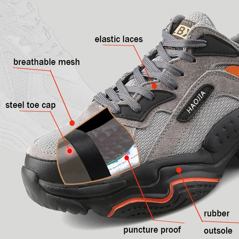 Zapatos de seguridad indestructibles para hombres, de trabajo de construcción a prueba de pinchazos, calzado de seguridad antigolpes con punta de acero