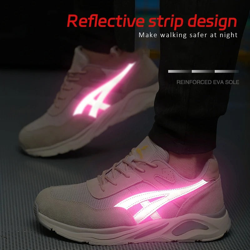 S1 Zapatos de seguridad con punta de acero para hombre y mujer, malla transpirable,