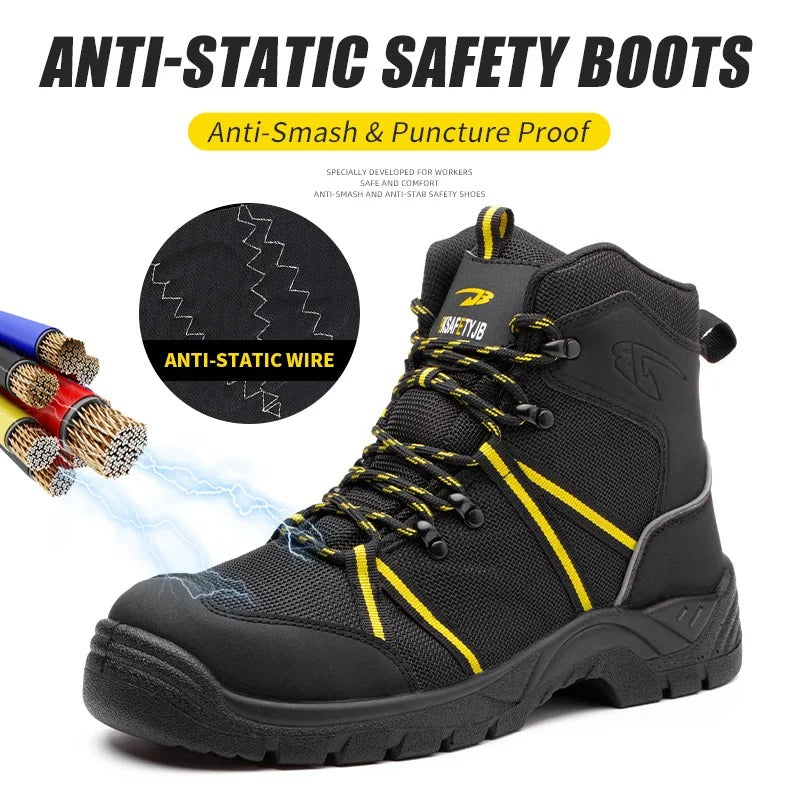 Botas antideslizantes para trabajo de construcción, zapatos de seguridad antideslizantes con punta de acero