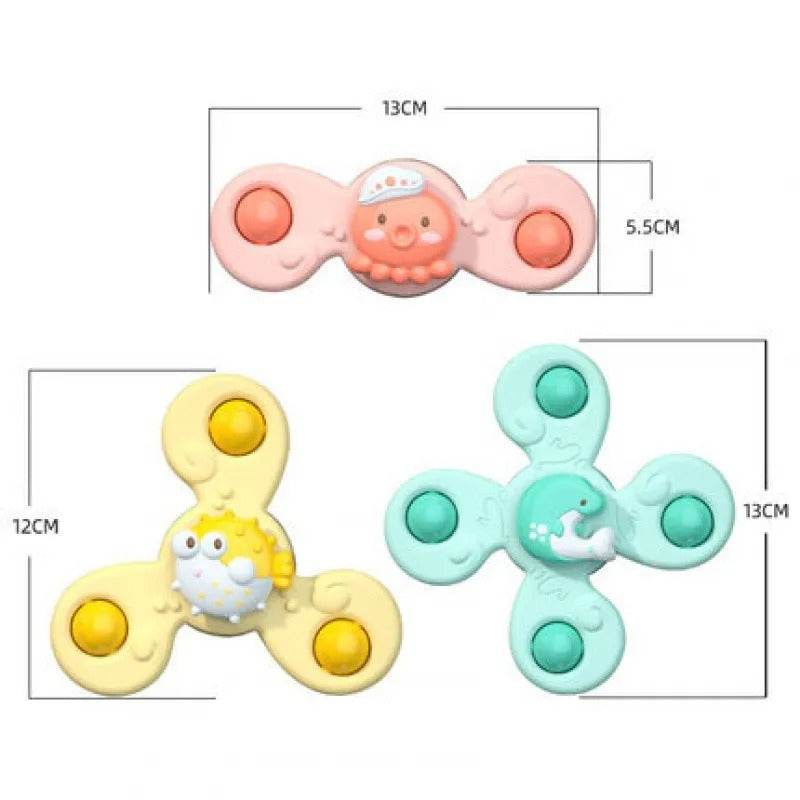 3 unids/set de juguetes de baño para bebé, giratorios con ventosa para baño, sonajeros de dibujos animados, juguetes educativos para niños, regalo