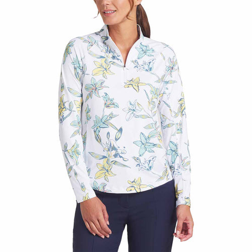 Puma Women's You-V Lily Floral Quarter Zip Golf Pullover