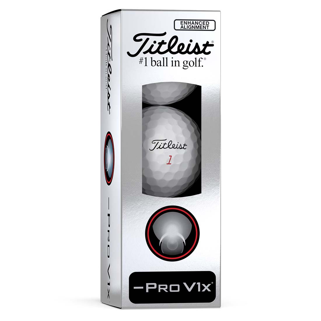 Titleist 2025 -Pro V1x Left Dash Enhanced Alignment Golf Balls