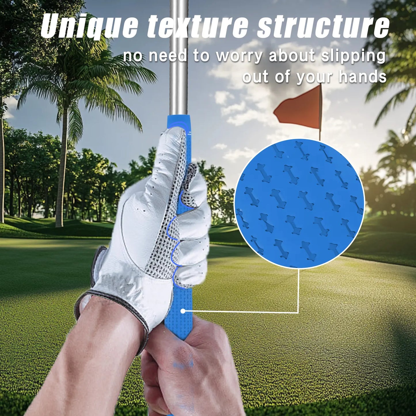 Yamato Single-Color Blue Golf Grips 8-Pack – Soft, Non-Slip Grip