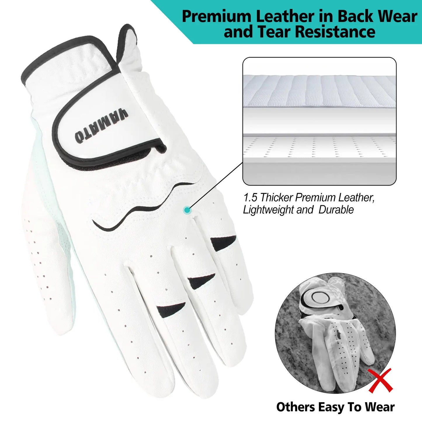 Yamato 3-Pack Men’s Golf Gloves – Cabretta Leather, Left & Right Hand