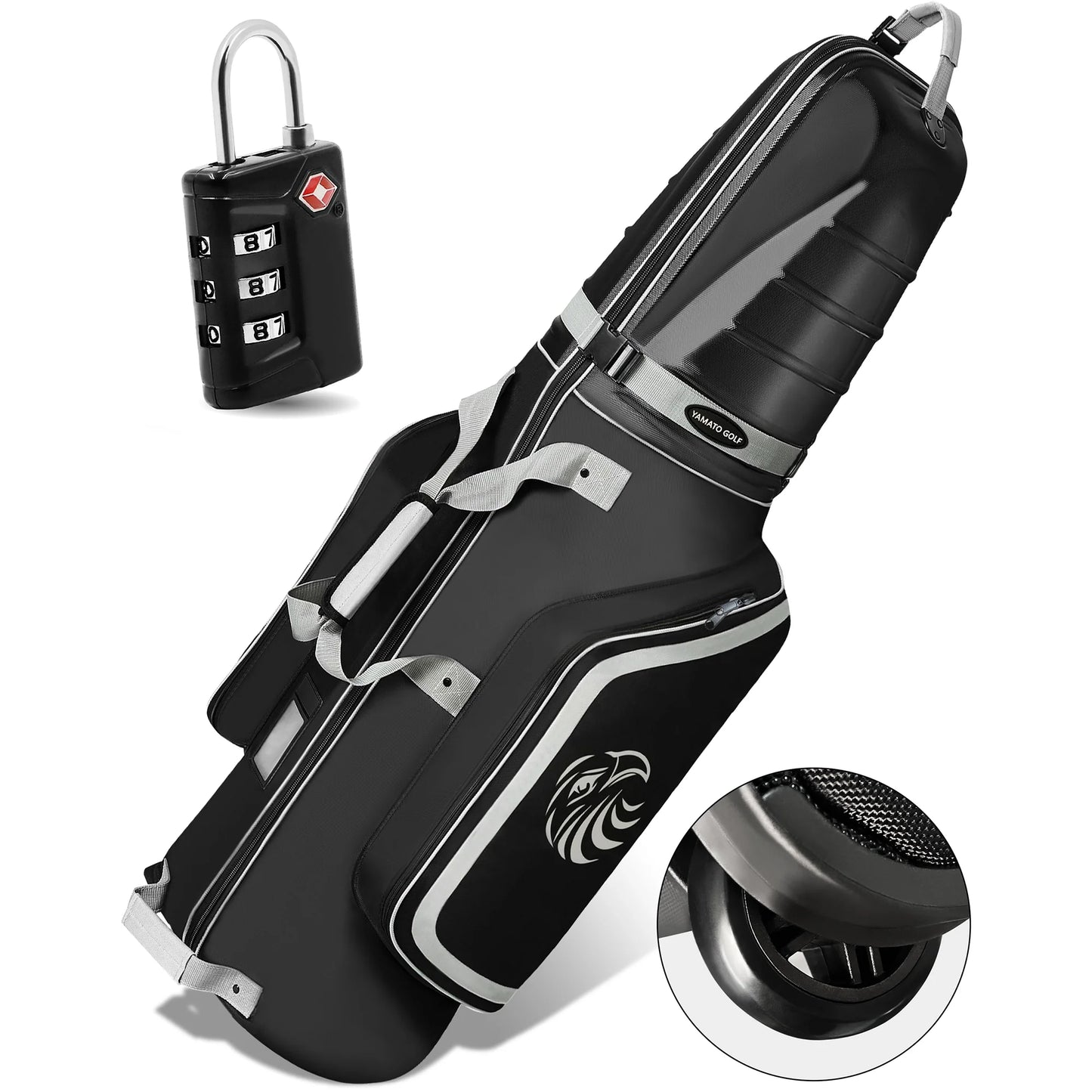 Yamato Golf Travel Bag with ABS Hard Shell & Inline Skate Wheels